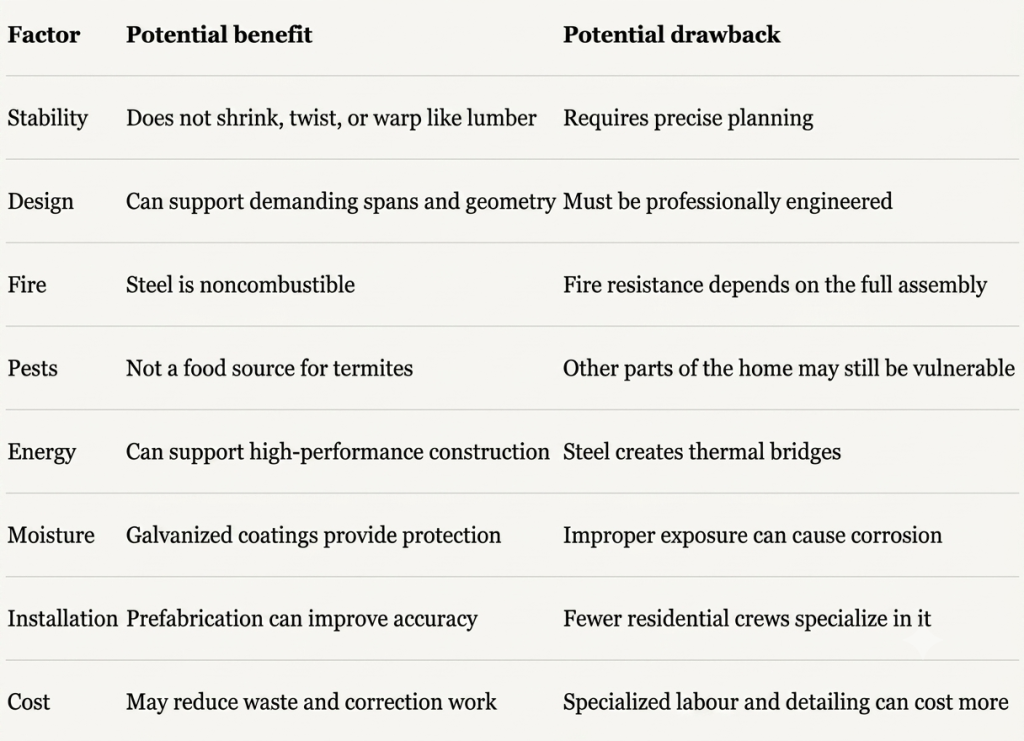 Steel framing difference